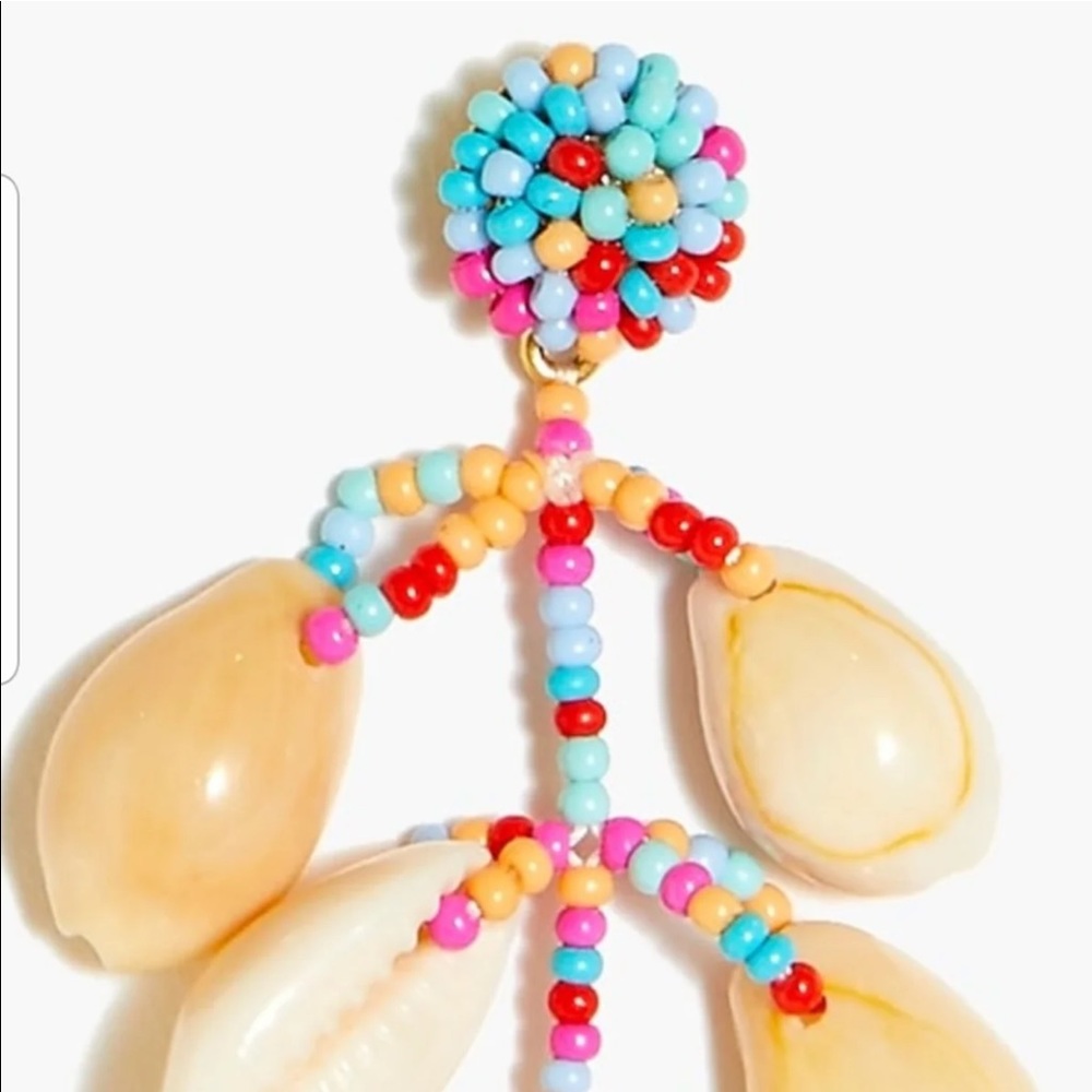 J. Crew Beaded Cowrie Shell Statement Earrings - image 2